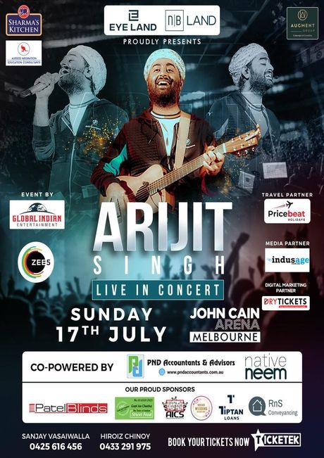 Arijit Singh Live Melbourne 2022 Sun 17 Th Jul 7 30 Pm